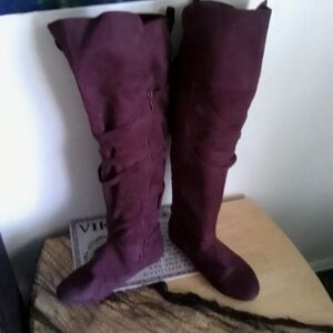 Purple Over the Knee Suede Boots